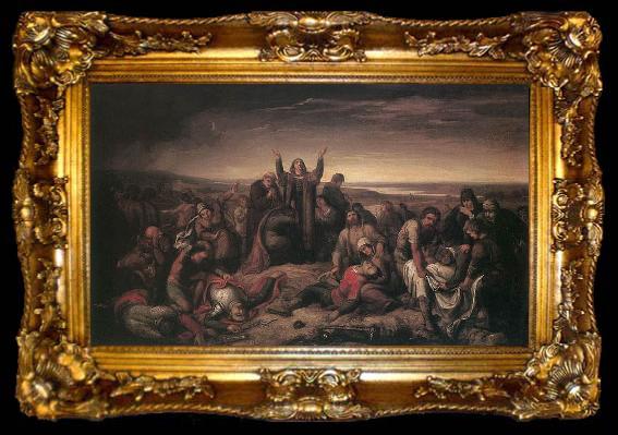 framed  Soma Orlai Petrich Ms. Perenyi Gathering the Dead after the Battle at Mohacs, ta009-2